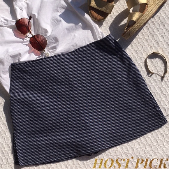 Street Code Pants - STREET CODE NAVY BLUE/WHITE CHECK SKORT W BACK ZIP